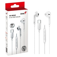 Genius HS-M365W USB-C In-Ear Wired Earbuds with In Line Microphone and Volume Controls White Genius HS-M365W USB-C In-Ear Wired Earbuds with In Line Microphone and Volume Controls White